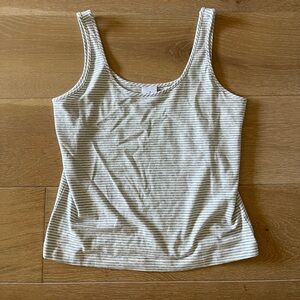 Cabi 6747 Striped Charm Tank White and Gray NWT Size M